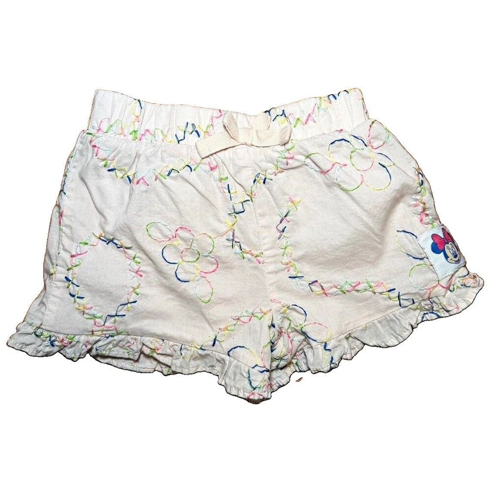 Disney Minnie Mouse Girls 2T Pink Floral Ruffled Elastic Waist Shorts